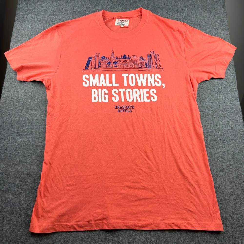 Red Jacket Graphic T-Shirt Women XL Coral Small Towns Big Stories Graduate